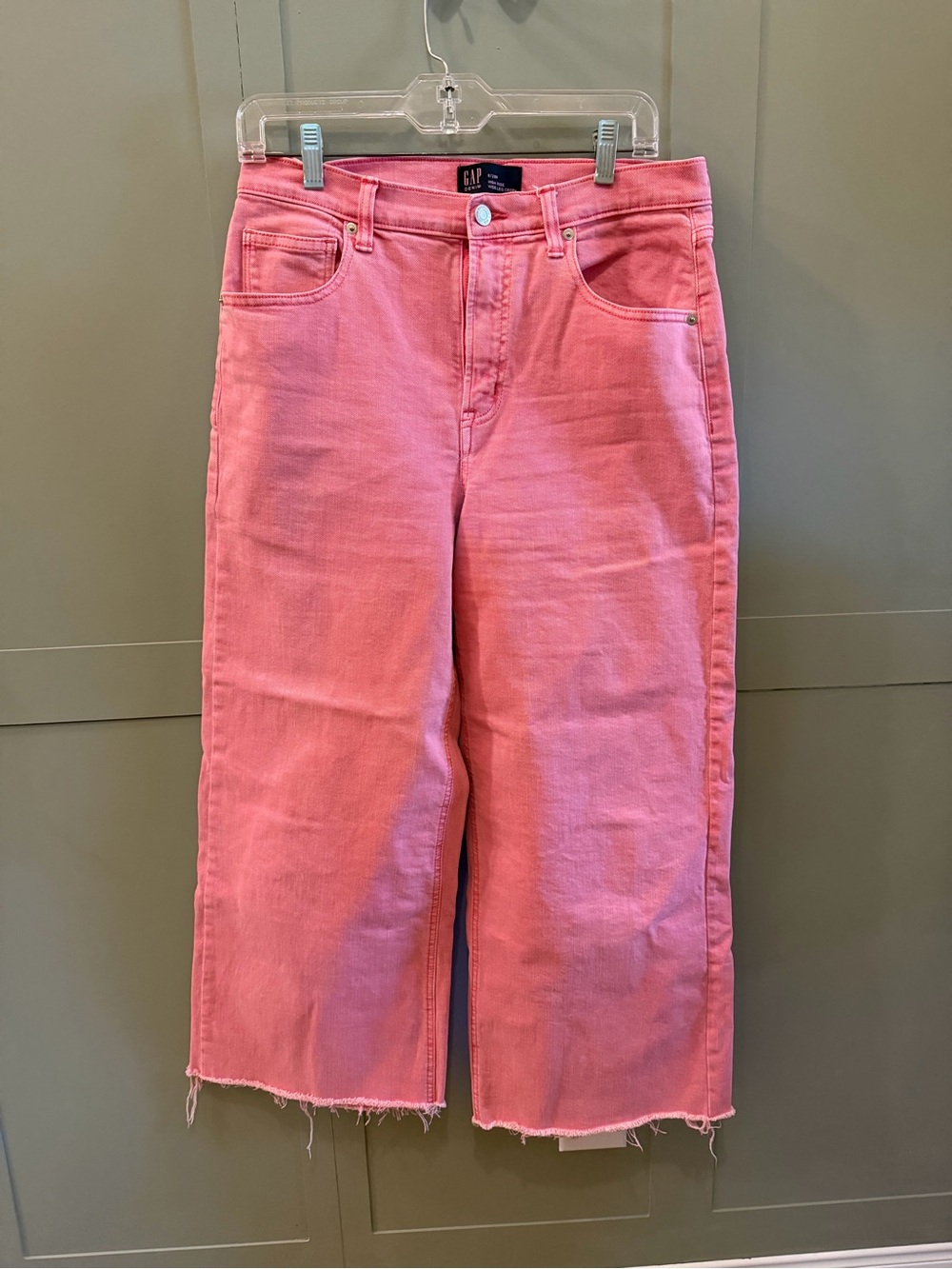 GAP Pink Cropped Wide-Leg Jeans
